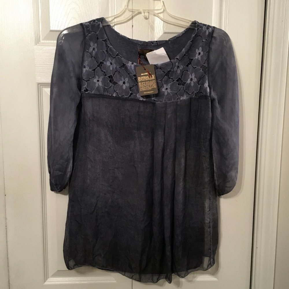 Amanti Silk Blue Blouse